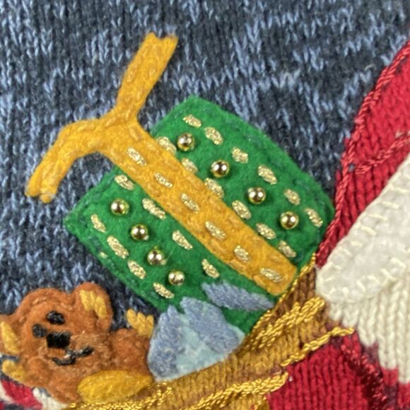 Heirloom Collectibles Sz L Vtg 90s Christmas Holiday Knit Zip Cardigan Sweater - Picture 10 of 16